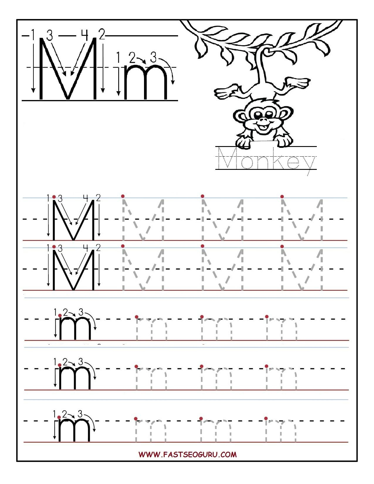 Printable Letter M Tracing Worksheets For Preschool | Pre School | Letter M Printable Worksheets