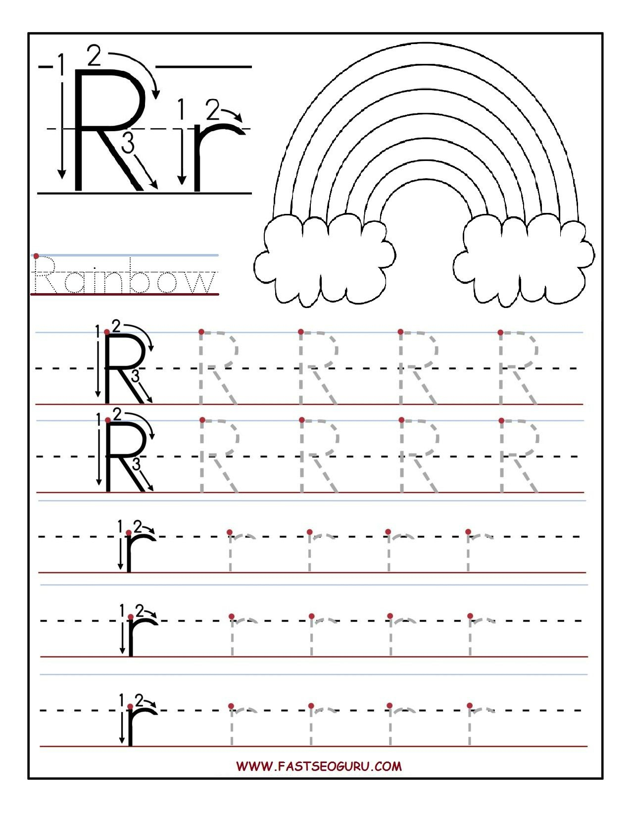 Printable Letter R Tracing Worksheets For Preschool | Teacher - Free | Free Printable Worksheets For Preschool Teachers