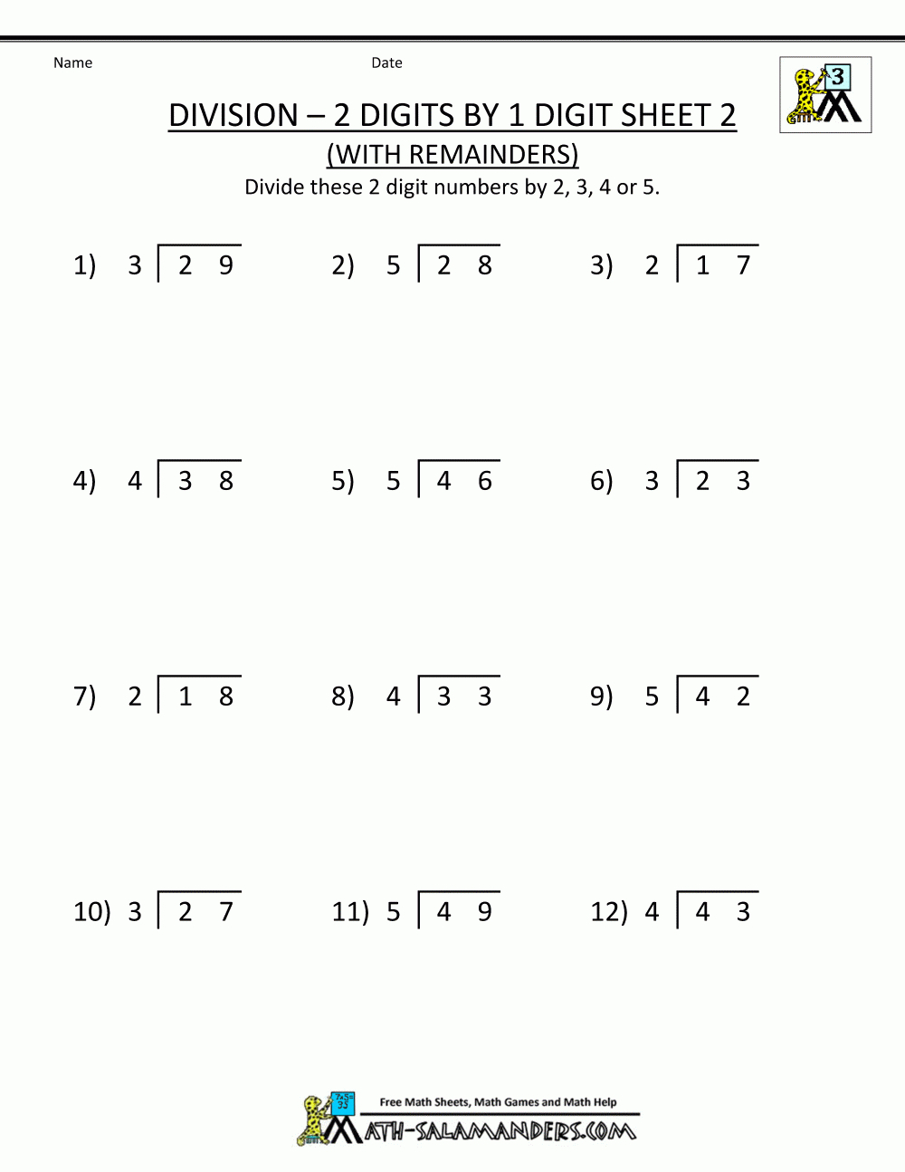 Printable Long Division Worksheets. With Remainders And Without | Free Printable Division Worksheets