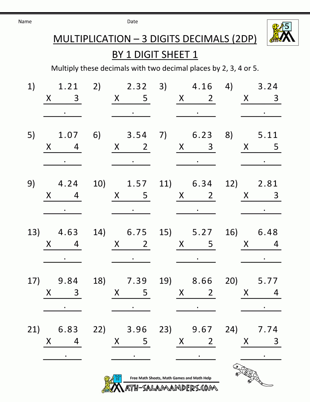 Printable Multiplication Sheet 5Th Grade | Free Printable Worksheets For 5Th Grade