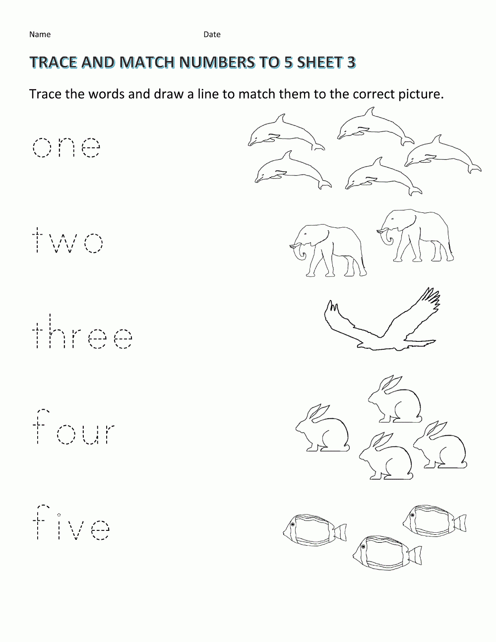 Printable Toddler Worksheets Matching 1-5 | Learning Printable | Printable Toddler Worksheets