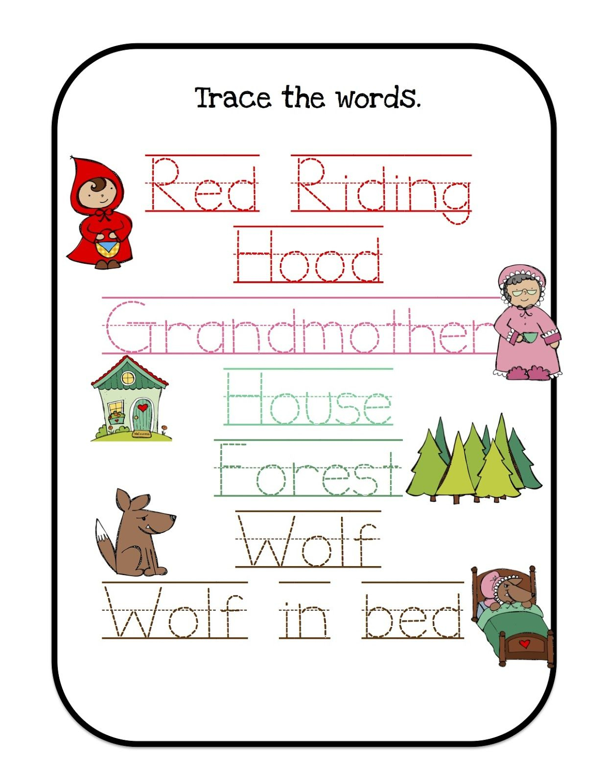 Printables For Many Units/themes I Would Use Little Red Riding Hood | Little Red Riding Hood Worksheets Printable