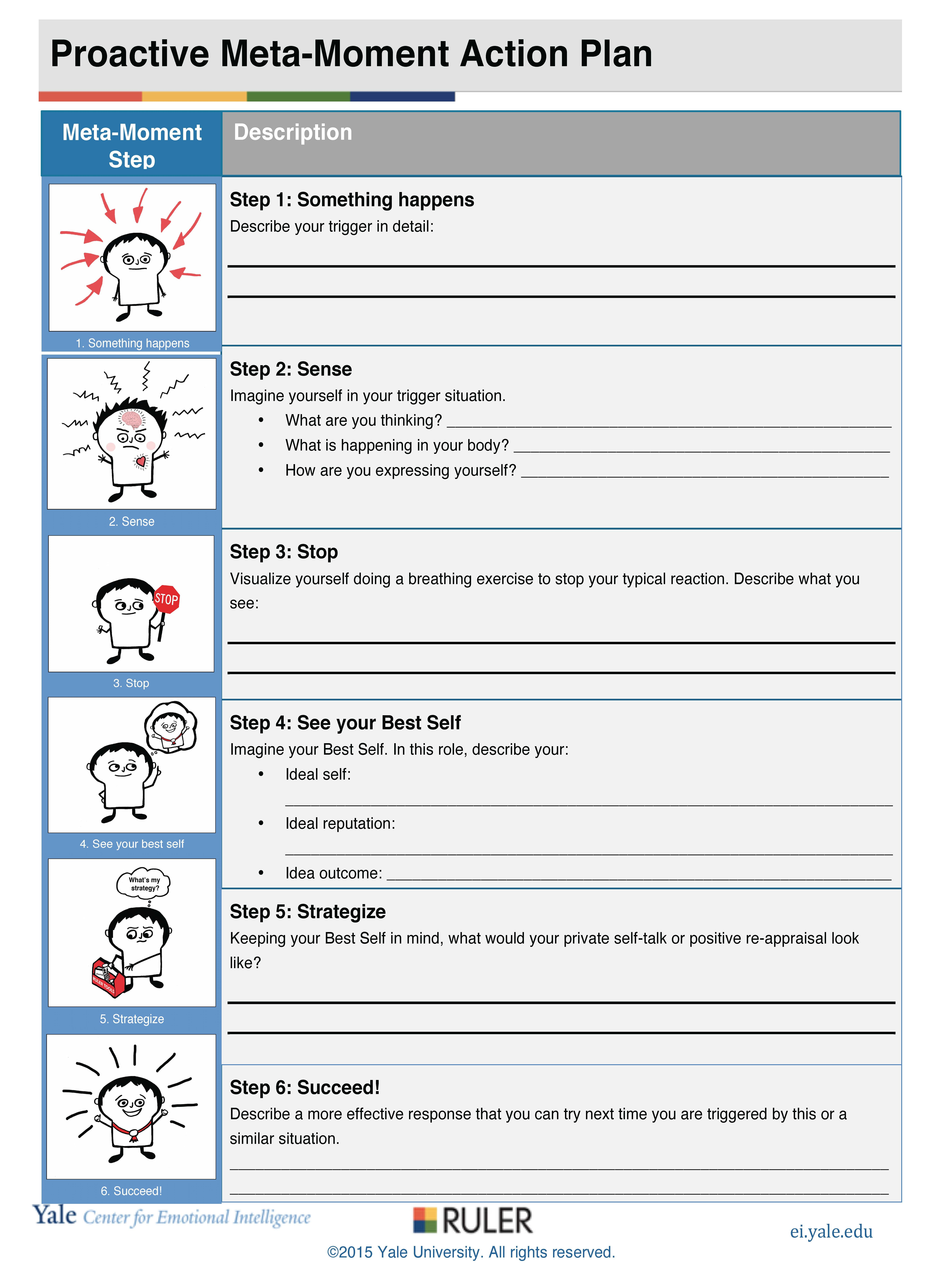 Proactive Meta-Moment Action Plan [Preschool] | Emotional | Emotional Intelligence Activities For Children Printable Worksheets