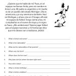 Read Spanish Passage And Answer Questions In English | Free Printable Middle School Reading Comprehension Worksheets