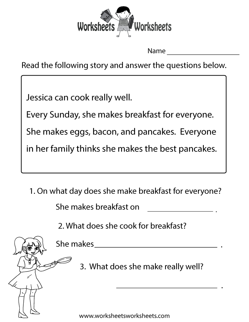 Reading Comprehension Test Worksheet Printable | Reading | Free | Free Printable Grade 1 Reading Comprehension Worksheets