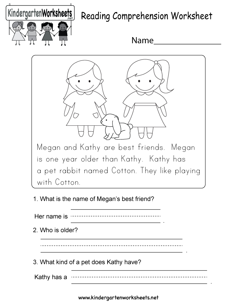 Reading Comprehension Worksheet - Free Kindergarten English | Kindergarten Ela Printable Worksheets