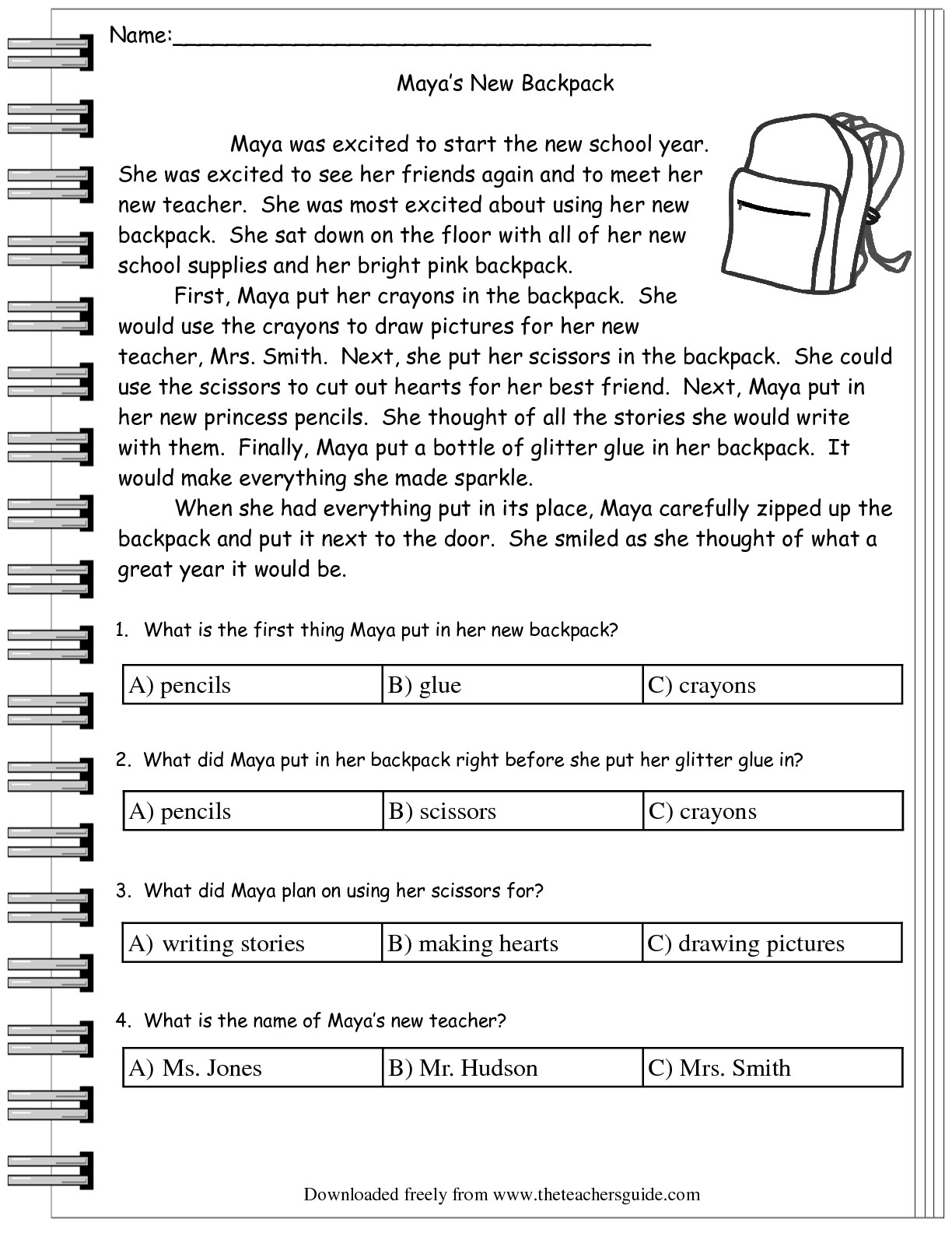 Reading Literature Comprehension Worksheets From The Teacher&amp;#039;s Guide | Printable Literature Worksheets