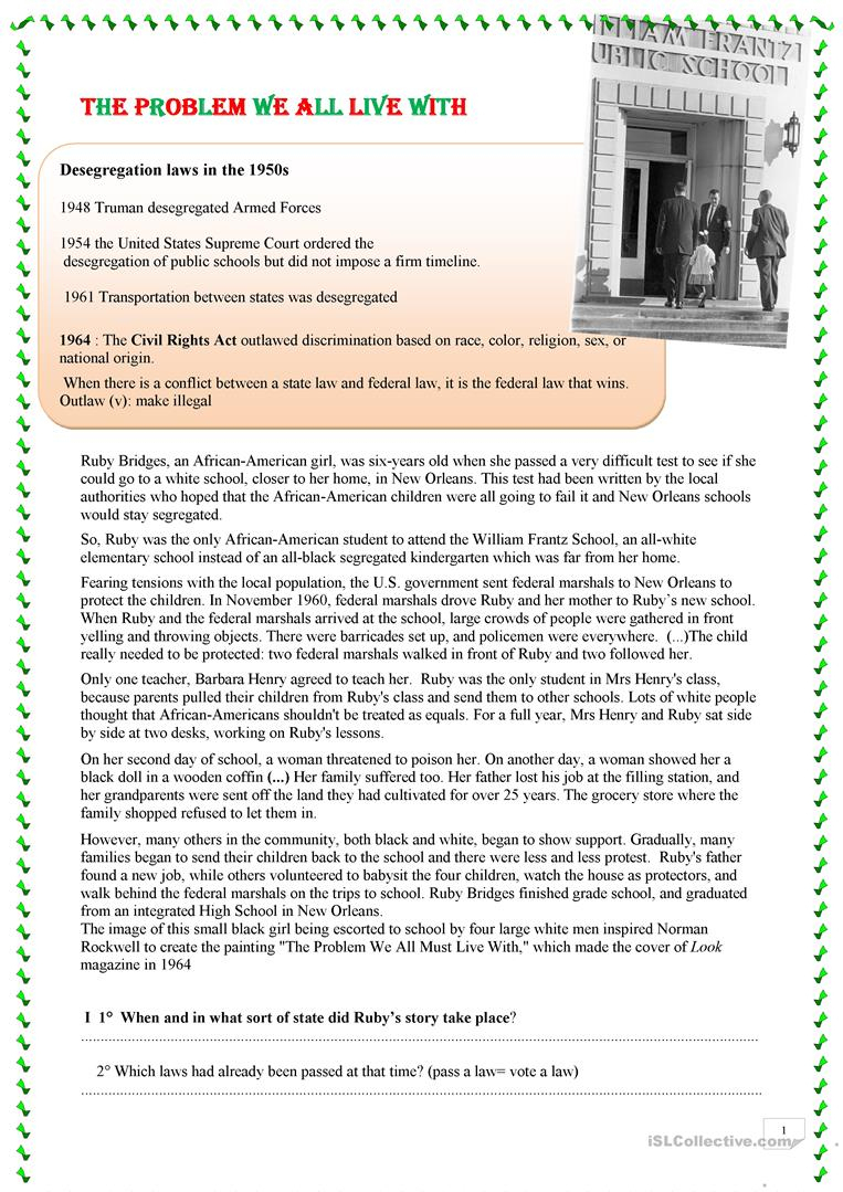 Reading Ruby Bridges Worksheet - Free Esl Printable Worksheets Made | Ruby Bridges Printable Worksheets