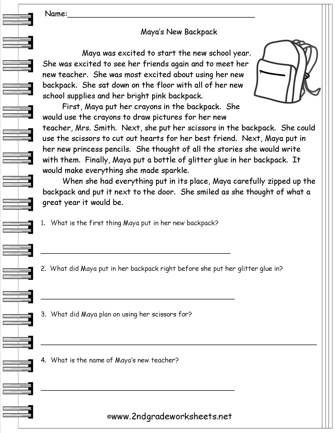 Reading Worksheeets - Free Printable Comprehension Worksheets For | Free Printable Comprehension Worksheets For Grade 5
