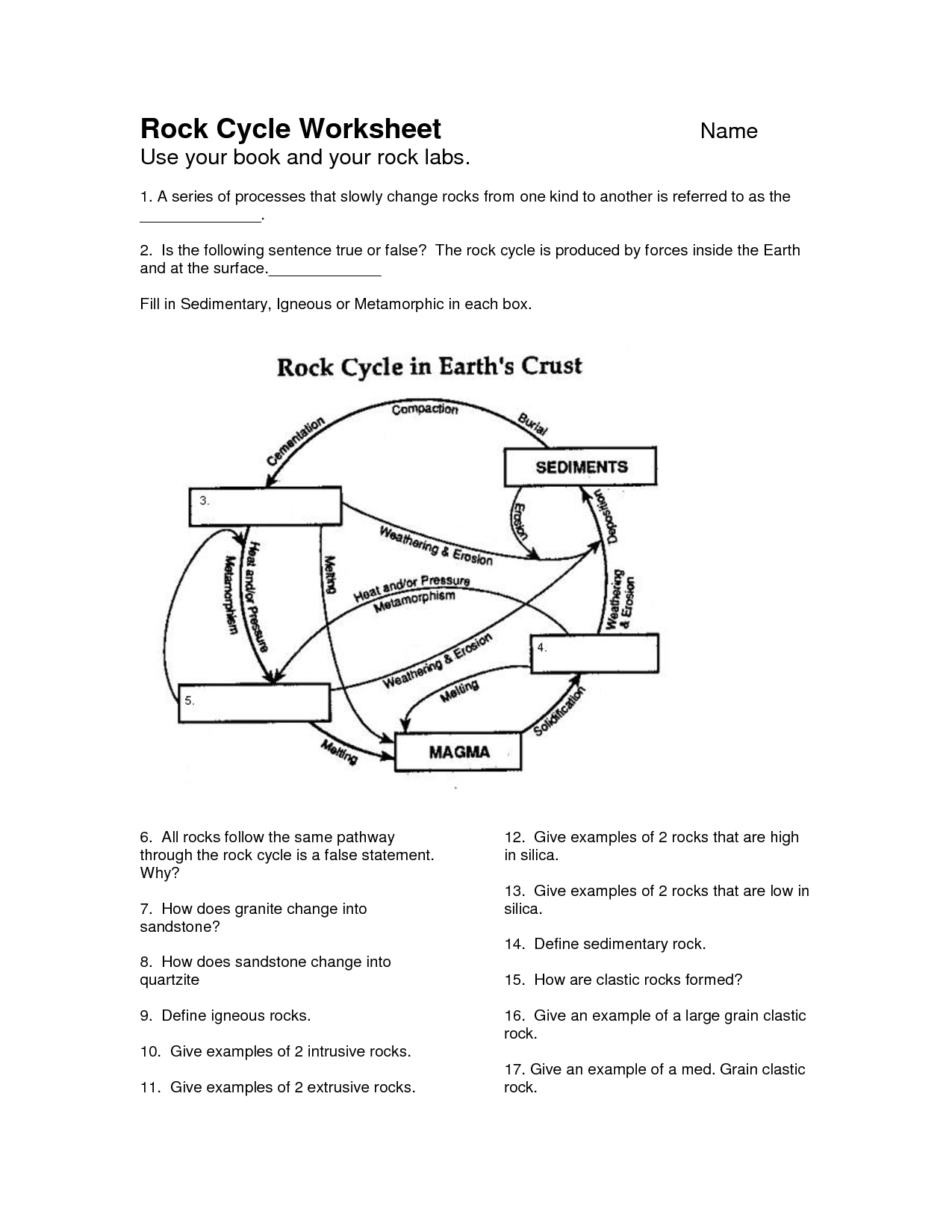 Rock Cycle Worksheet - Google Search | School | Pinterest - Rock | Rock Cycle Worksheets Free Printable