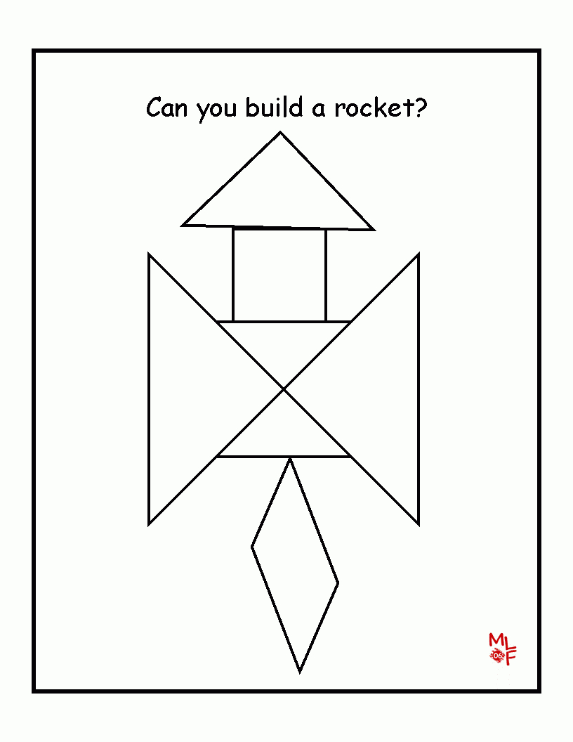 Rocket Tangram Printable | Preschool - Space | Tangram Puzzles | Tangram Worksheet Printable Free