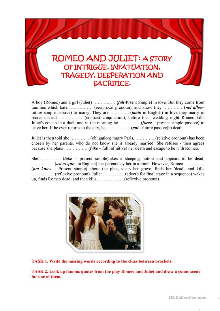 Romeo And Juliet Worksheet - Free Esl Printable Worksheets Made | Romeo And Juliet Free Printable Worksheets
