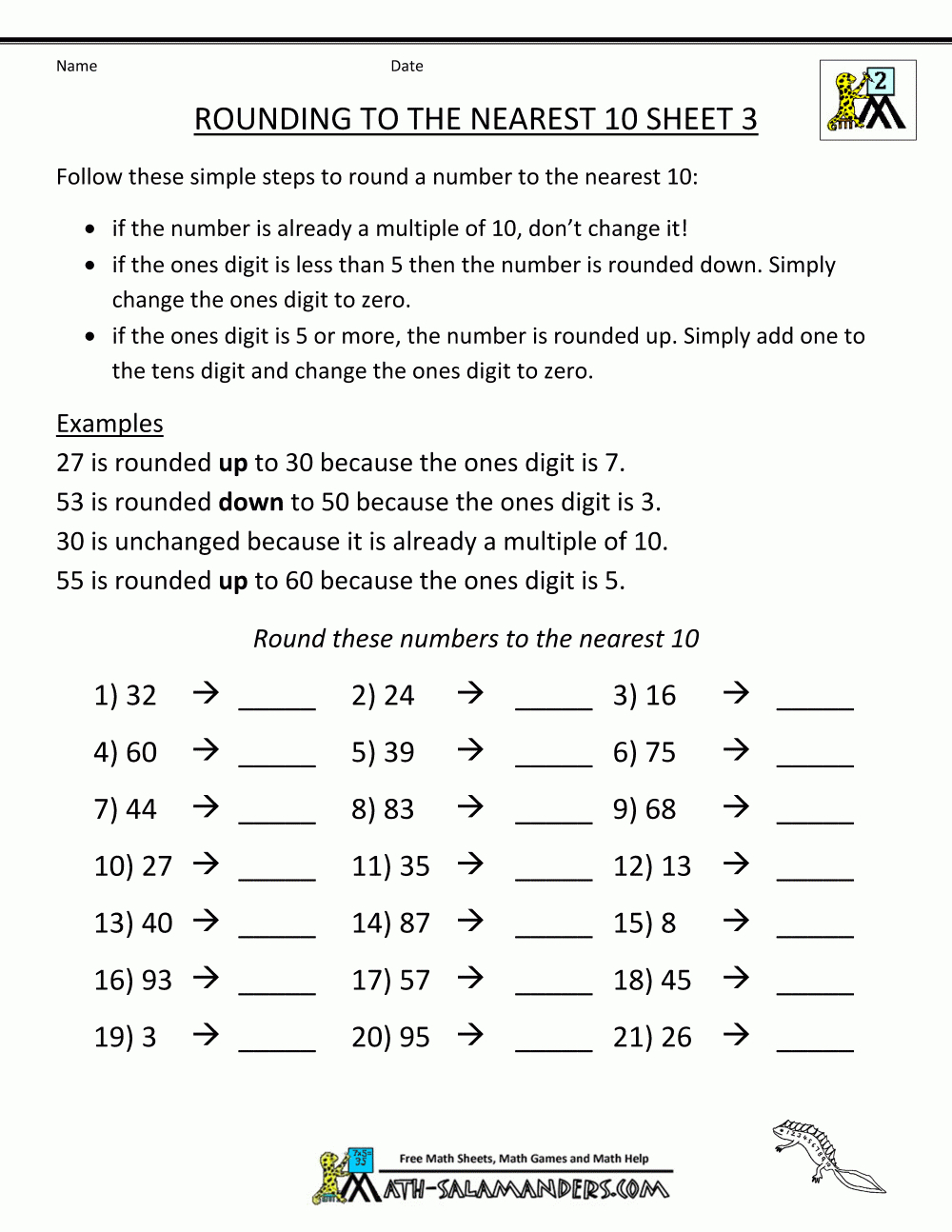 Rounding Worksheets To The Nearest 10 | Free Printable 4Th Grade Rounding Worksheets
