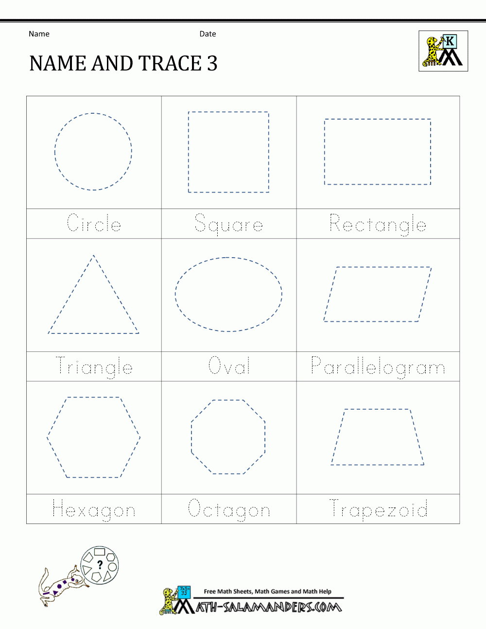 Shape Tracing Worksheets Kindergarten | Printable Preschool Worksheets Shapes