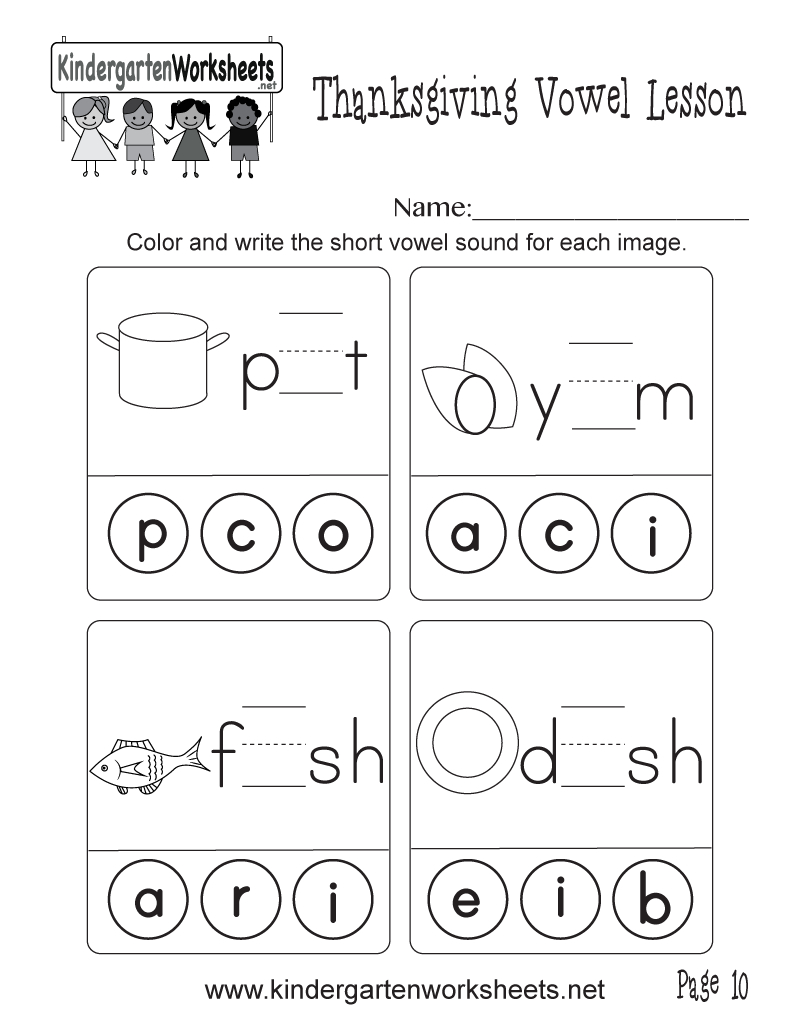 Short Vowel Sounds Worksheet (Thanksgiving Vowel Lesson, Page 10) | Short A Printable Worksheets
