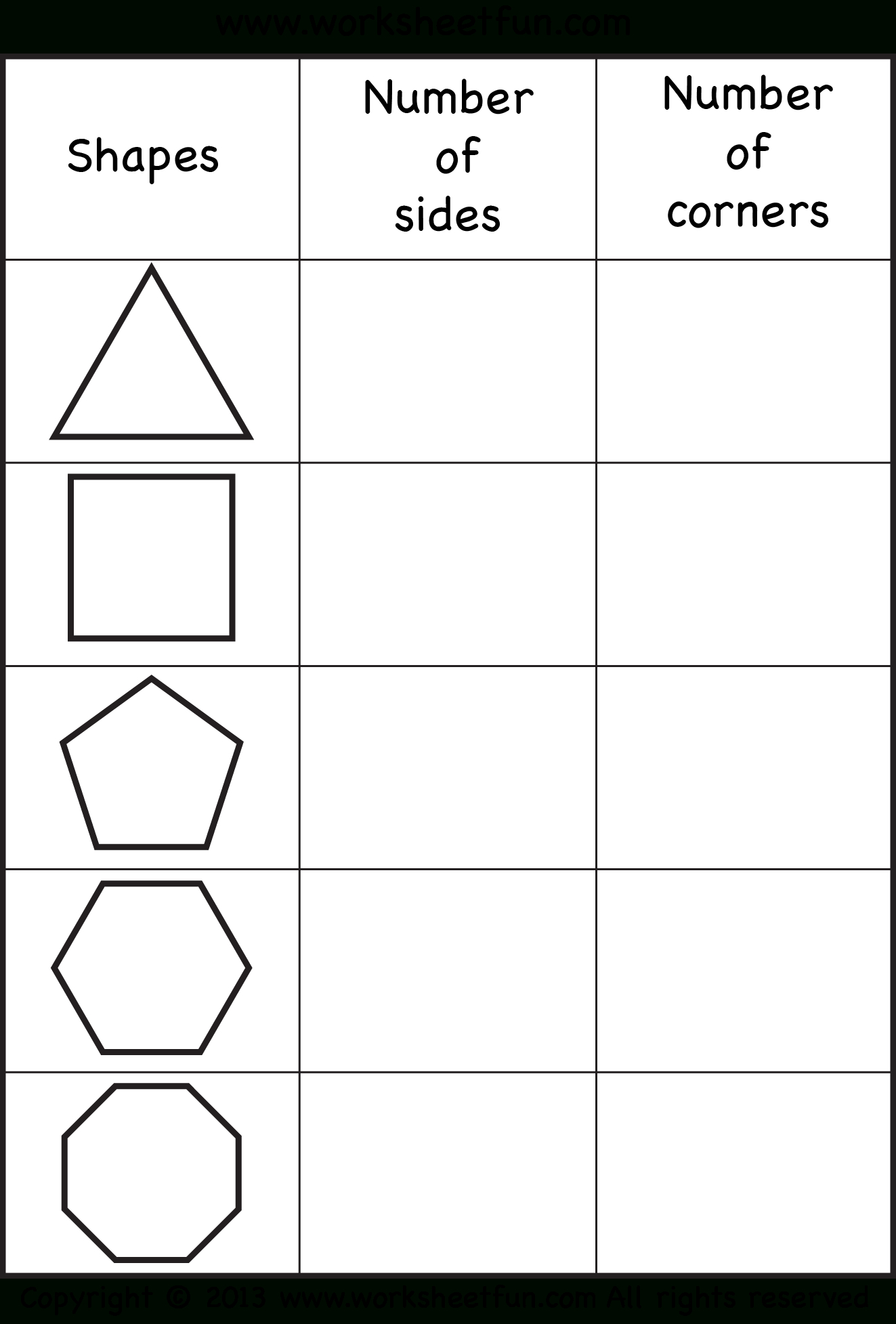 Sides And Corners – Number Of Sides – Number Of Corners – Triangle | Polygon Shapes Printable Worksheets