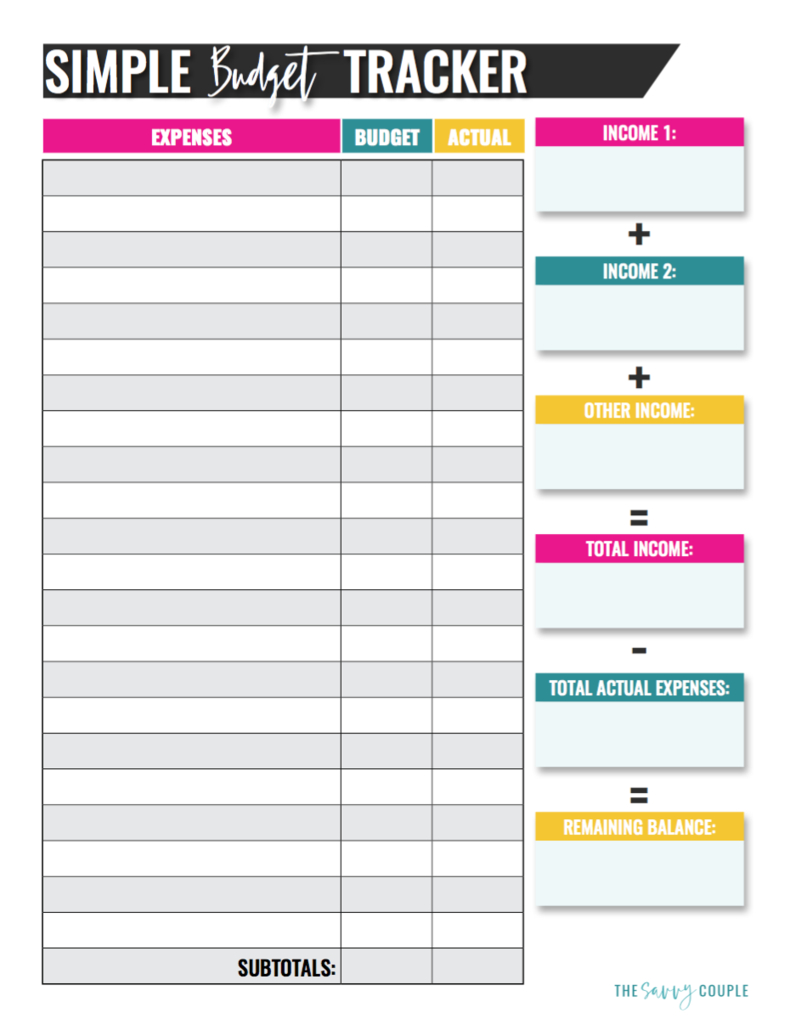 Simple Monthly Budget Tracker (Printable &amp;amp; Digital) | Printables | Printable Budget Worksheet