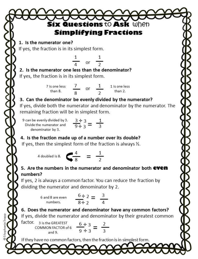 Simplifying Fractions Worksheet And Template | Free Printable Simplifying Fractions Worksheets
