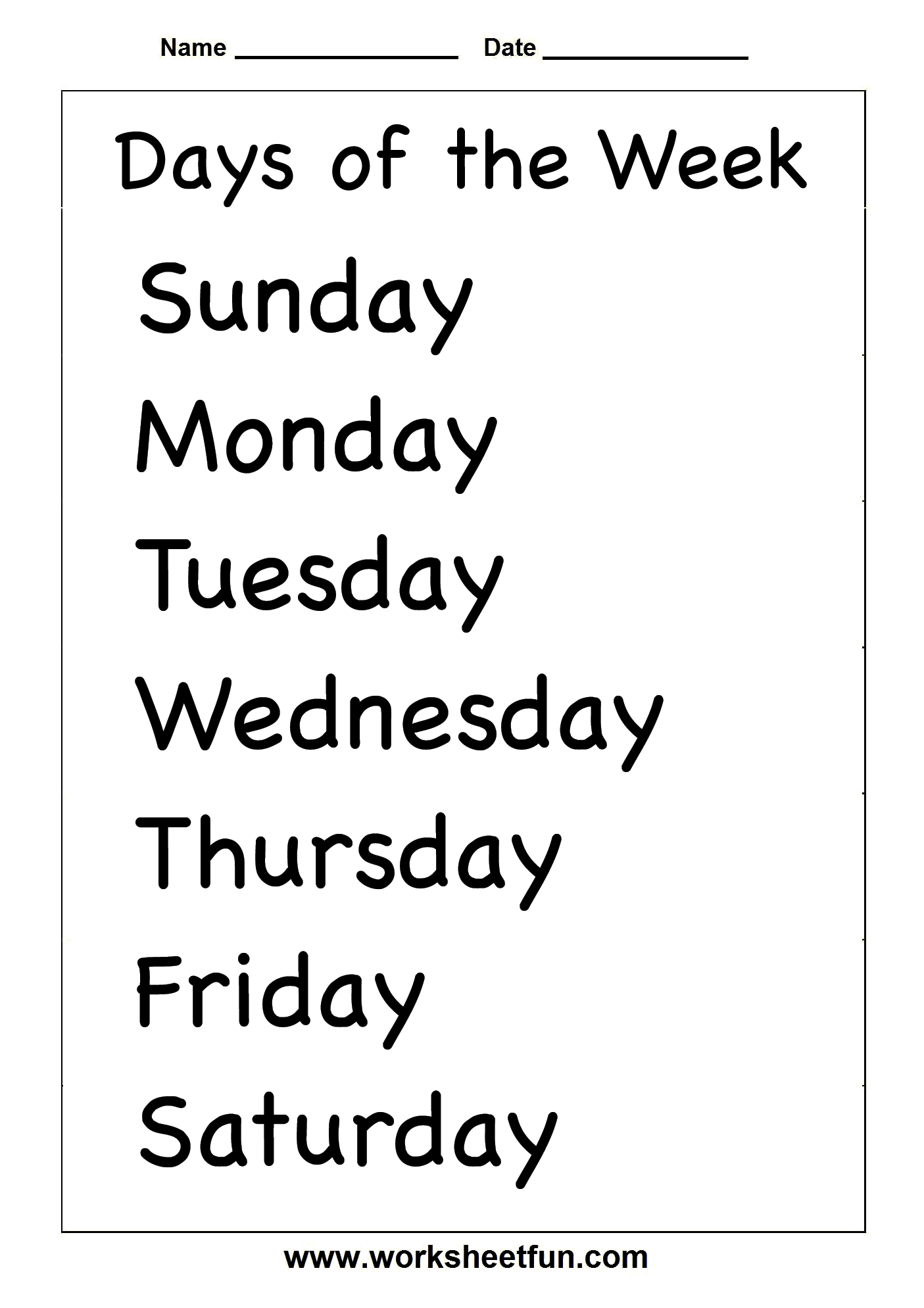 Spelling – Days Of The Week / Free Printable Worksheets – Worksheetfun | Days Of The Week Printable Worksheets