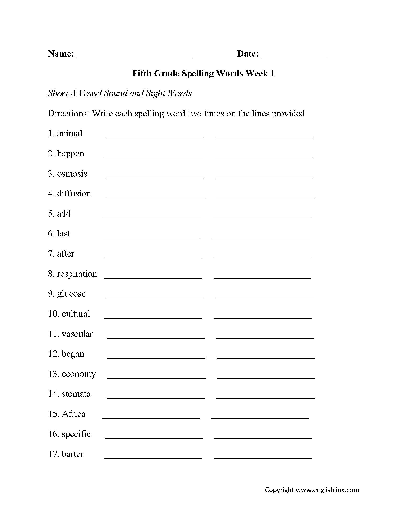 Spelling Worksheets | Fifth Grade Spelling Worksheets | Free Printable Spelling Worksheets For 5Th Grade