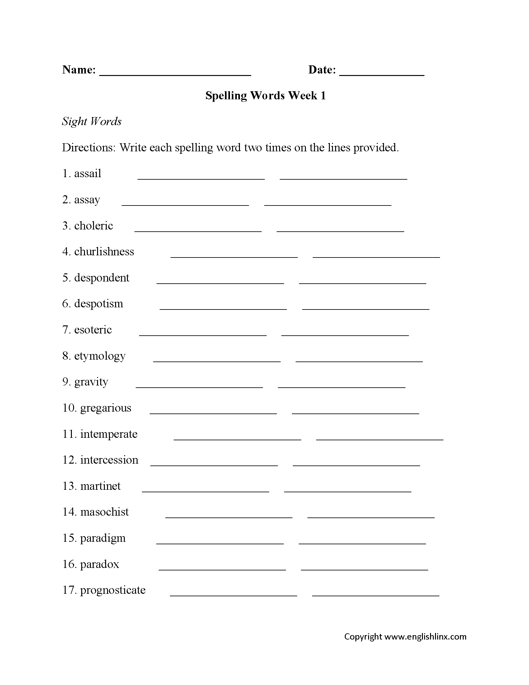 Spelling Worksheets | High School Spelling Worksheets | Free Printable Spelling Worksheets For Adults