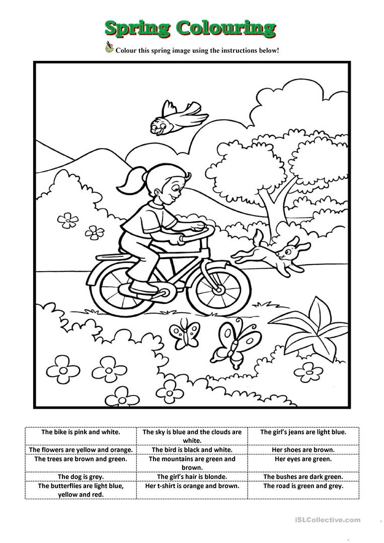 Spring Colouring Worksheet - Free Esl Printable Worksheets Made | Spring Printable Worksheets