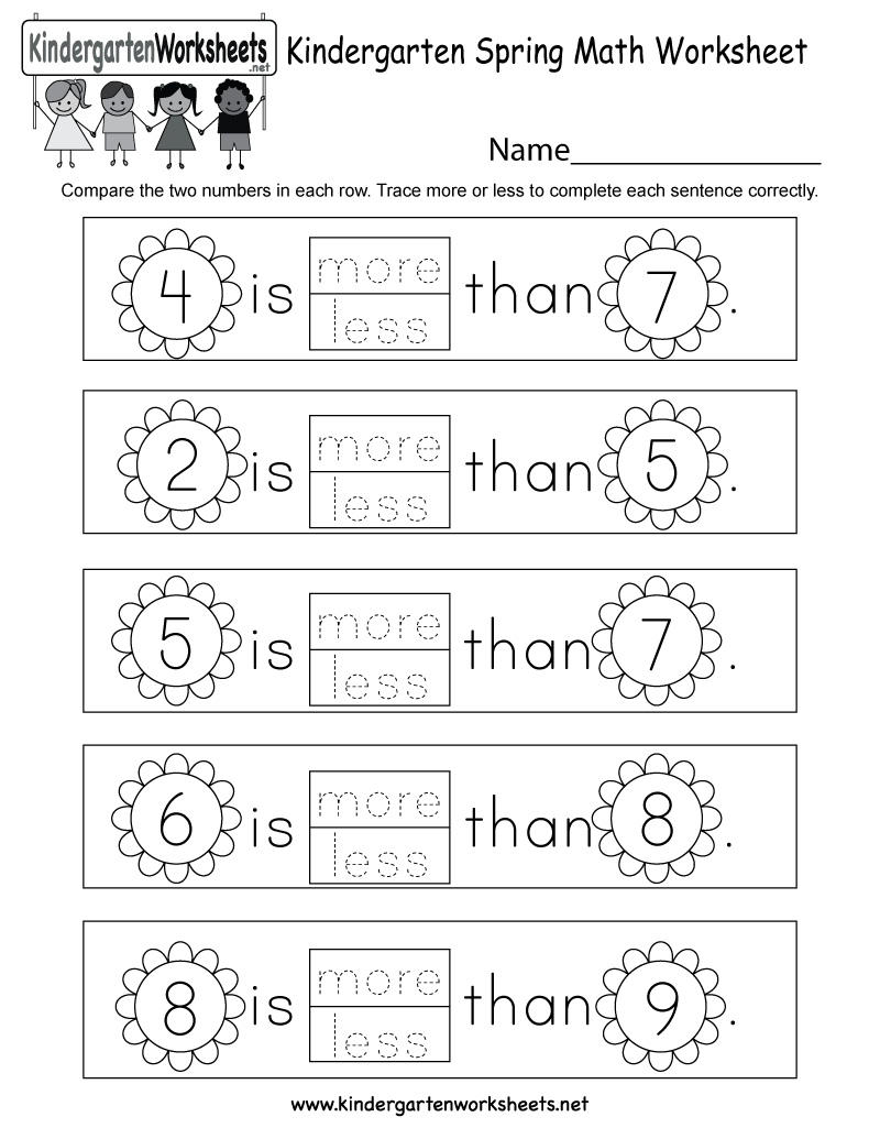 Spring Math Worksheet - Free Kindergarten Seasonal Worksheet For Kids | Free Printable Math Worksheets For Kindergarten