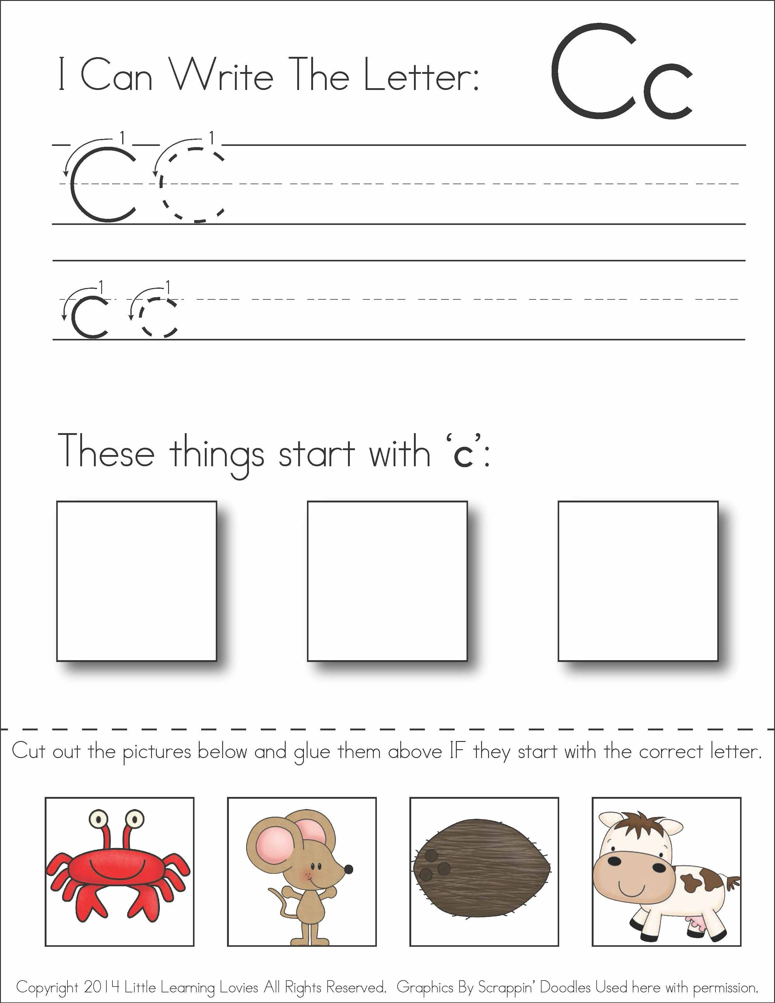 Subscriber Exclusive Freebie} - Letter C: Write, Cut &amp;amp; Paste | Free Printable Kindergarten Worksheets Cut And Paste