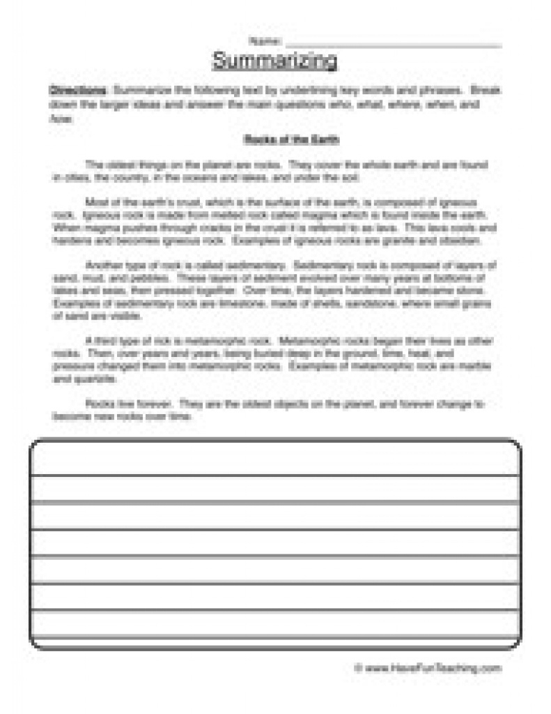 Summarizing Worksheets 4Th Grade Free The Best Worksheets Image With | Free Printable Summarizing Worksheets 4Th Grade