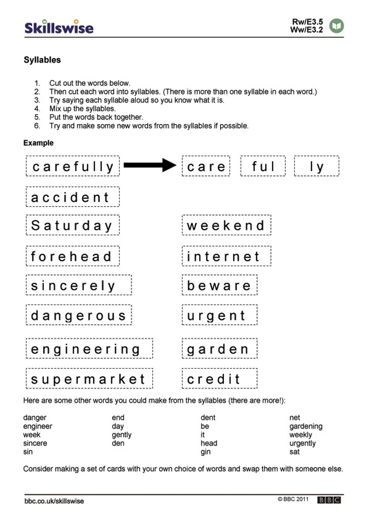 Syllables - Free Printable Open And Closed Syllable Worksheets | Free Printable Open And Closed Syllable Worksheets