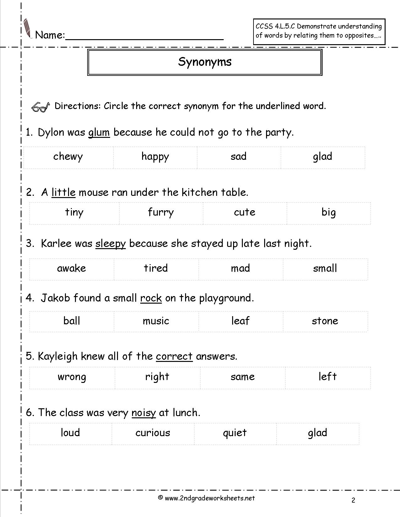 Synonyms And Antonyms Worksheets | Free Printable Worksheets Synonyms Antonyms And Homonyms