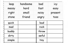 Free Printable Worksheets Synonyms Antonyms And Homonyms