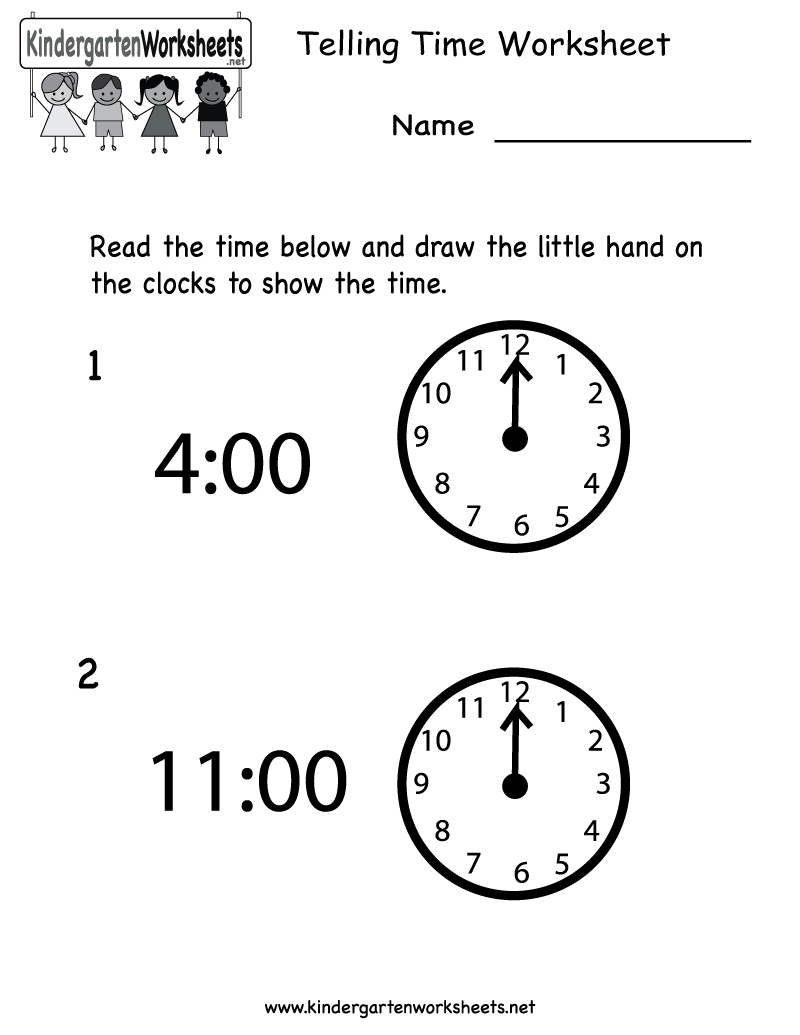 Telling Time Worksheet - Free Kindergarten Math Worksheet For Kids | Free Printable Time Worksheets For Kindergarten