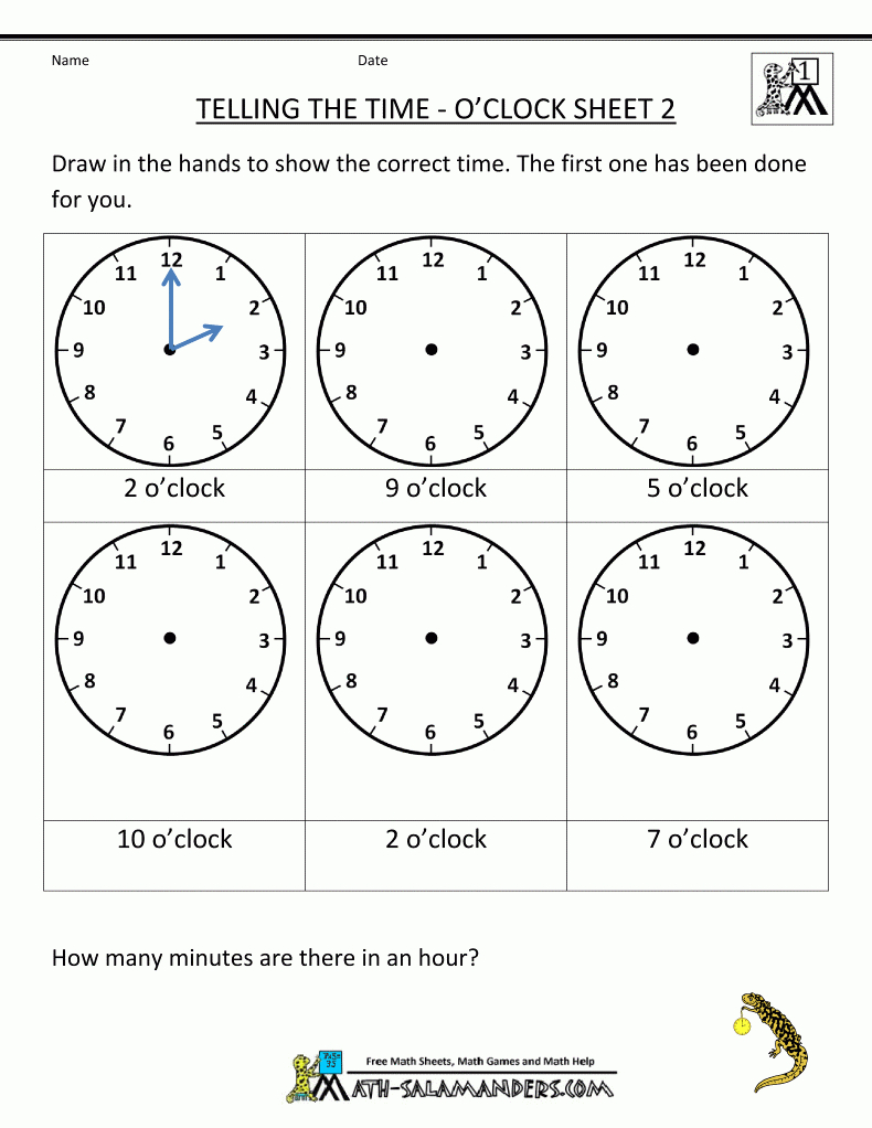 Telling Time Worksheets - O&amp;#039;clock And Half Past | Free Printable Time Worksheets For Kindergarten