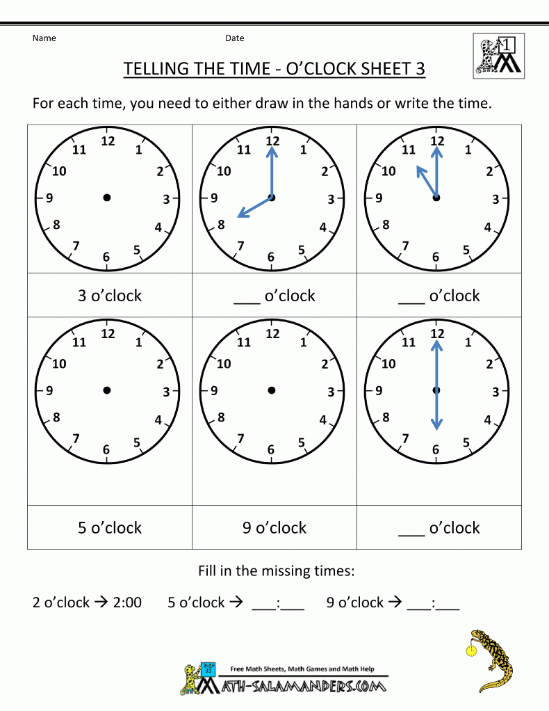 Telling Time Worksheets - O&amp;#039;clock And Half Past | Learn To Tell The Time Printable Worksheets