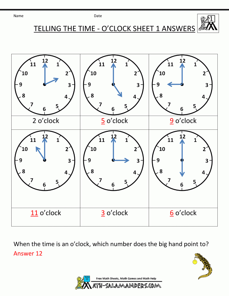 Telling Time Worksheets - O&amp;#039;clock And Half Past | Telling Time Printable Worksheets First Grade