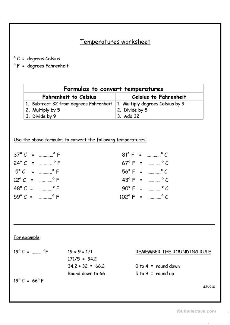 Temperature Conversion Worksheet - Free Esl Printable Worksheets | Temperature Conversion Worksheets Printable
