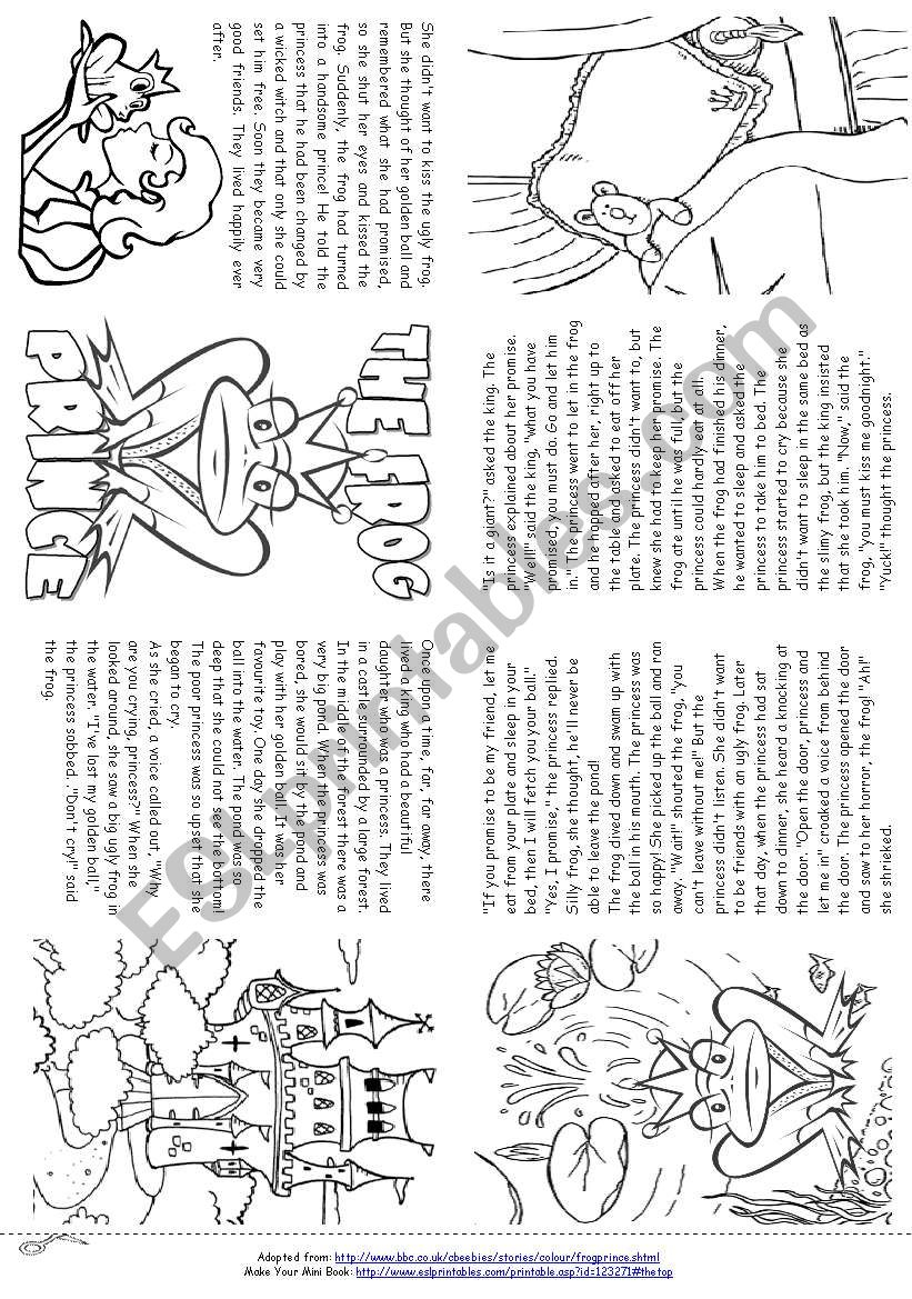 The Frog Prince (Story Mini Book) - Esl Worksheetalenka | The Frog Prince Worksheets Printable