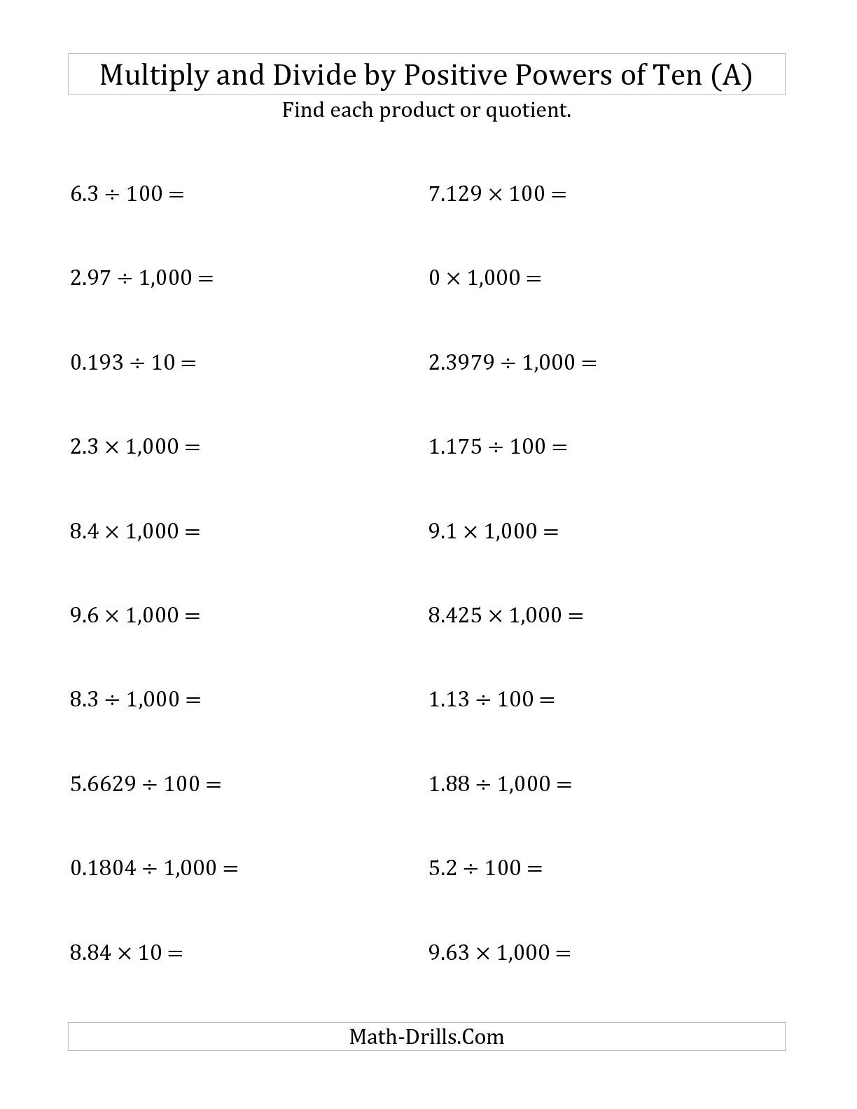 Printable Dividing Decimals Worksheets Printable World Holiday
