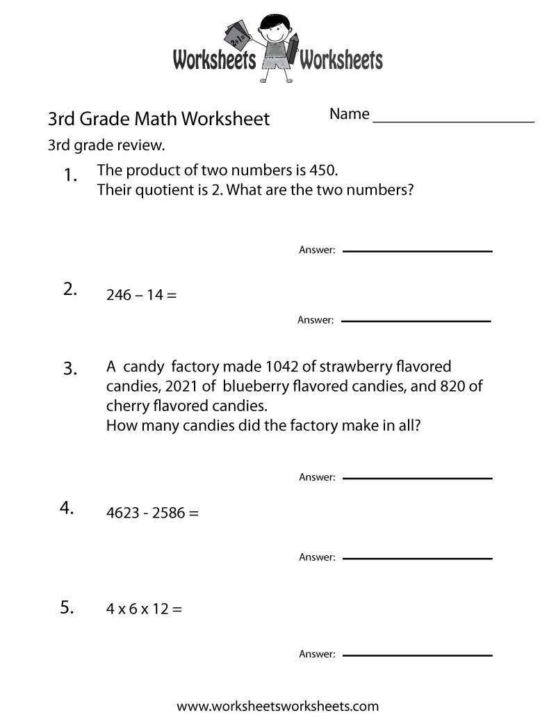 Third Grade Math Practice Worksheet - Free Printable Educational | 3Rd Grade Language Arts Worksheets Free Printable