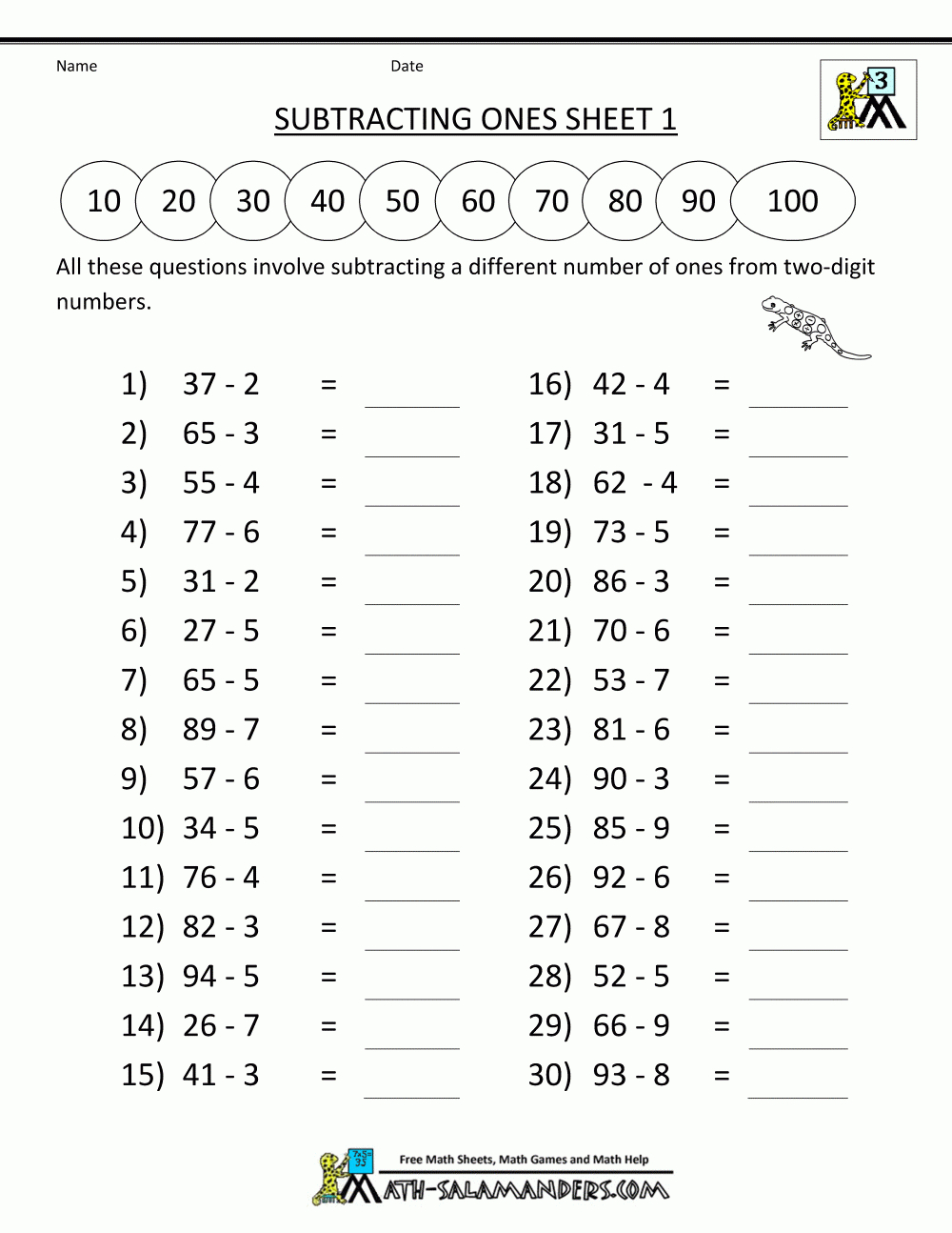 Third Grade Subtraction Worksheets | 3Rd Grade Math Subtraction Printable Worksheets