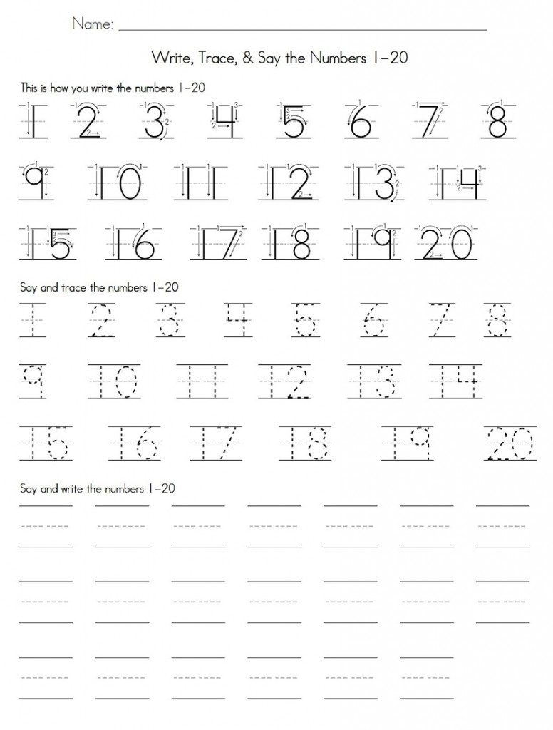 Trace Numbers 1 20 | Kiddo Shelter | Numbers Printable Worksheets