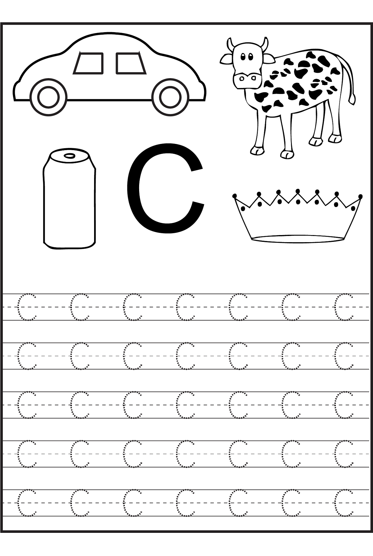 Trace The Letter C Worksheets | Alphabet And Numbers Learning | Free Printable Preschool Worksheets Letter C