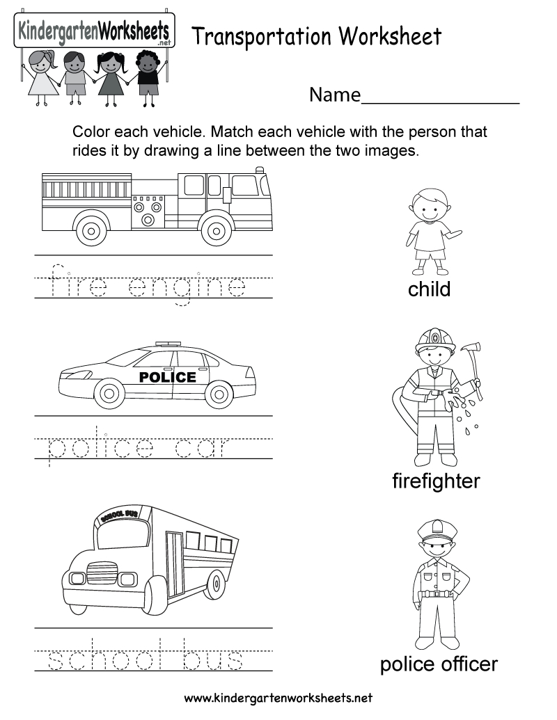 Transportation Worksheet - Free Kindergarten Learning Worksheet For | Free Printable Transportation Worksheets For Kids