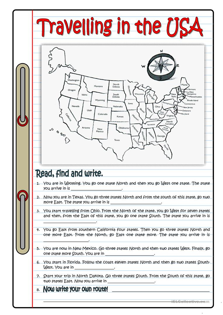Travelling In The Usa Worksheet - Free Esl Printable Worksheets Made | Usa Worksheets Printables
