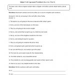 Verbs Worksheets | Subject Verb Agreement Worksheets | Subject Verb Agreement Printable Worksheets High School