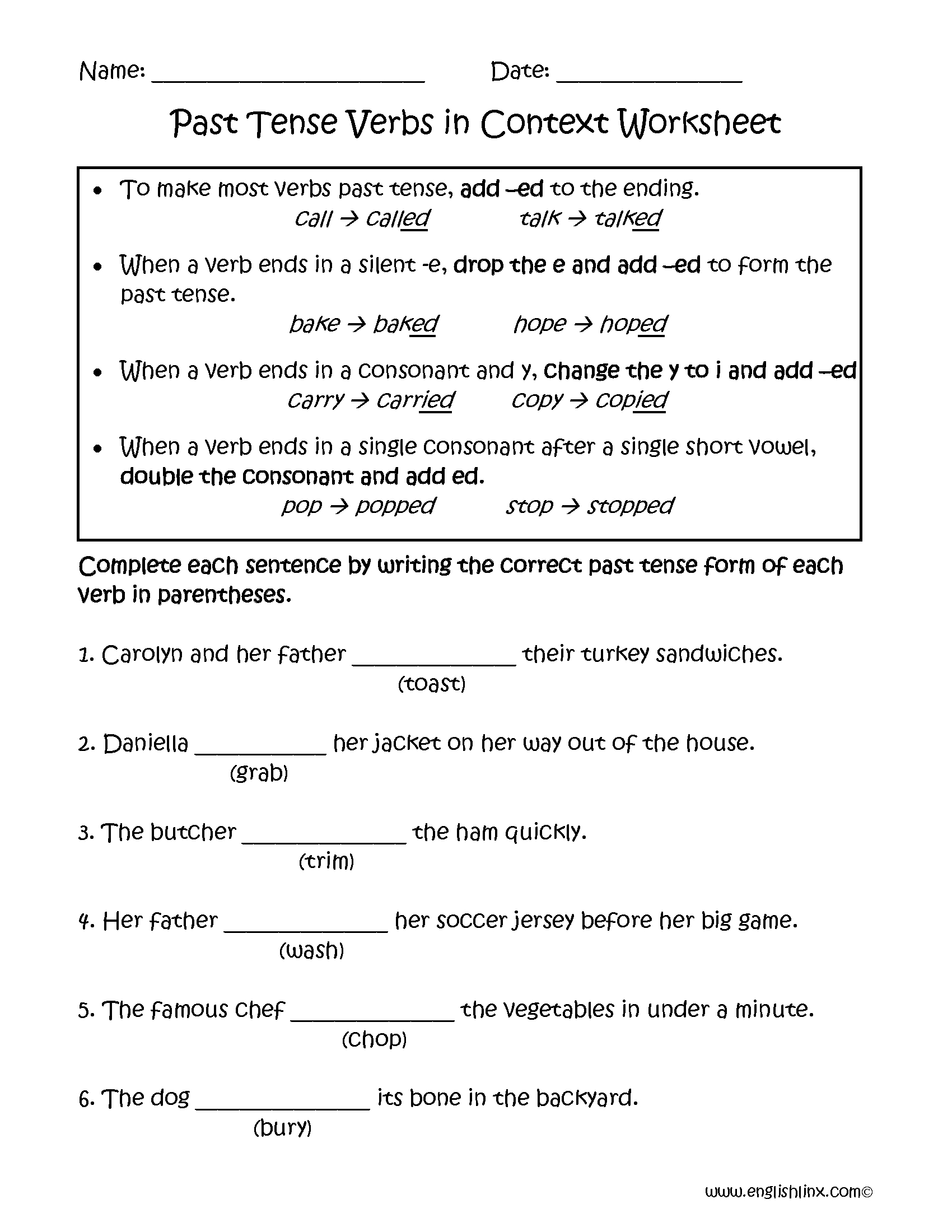 Verbs Worksheets | Verb Tenses Worksheets | Free Printable Worksheets On Verb Tenses