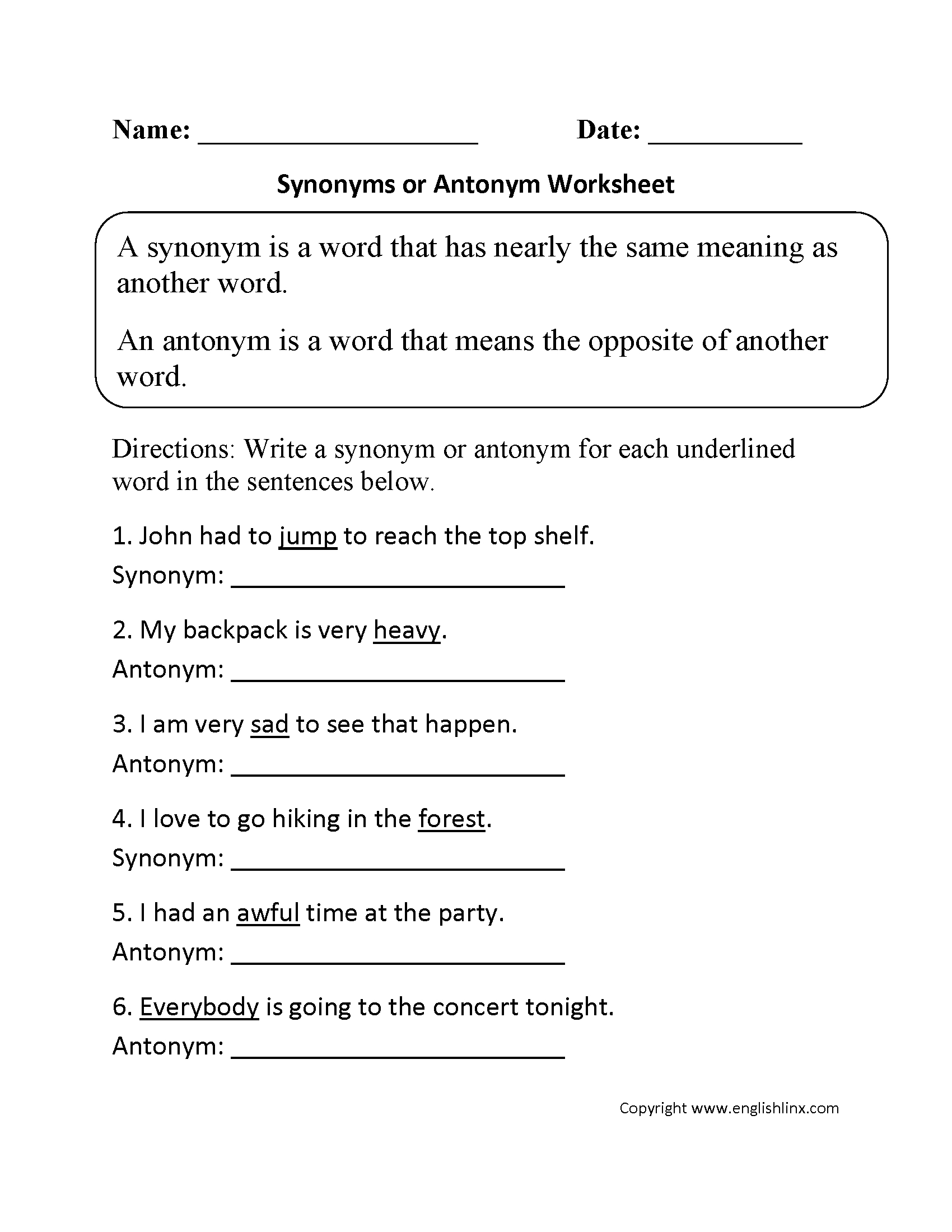 Vocabulary Worksheets | Synonym And Antonym Worksheets | Free Printable Worksheets Synonyms Antonyms And Homonyms