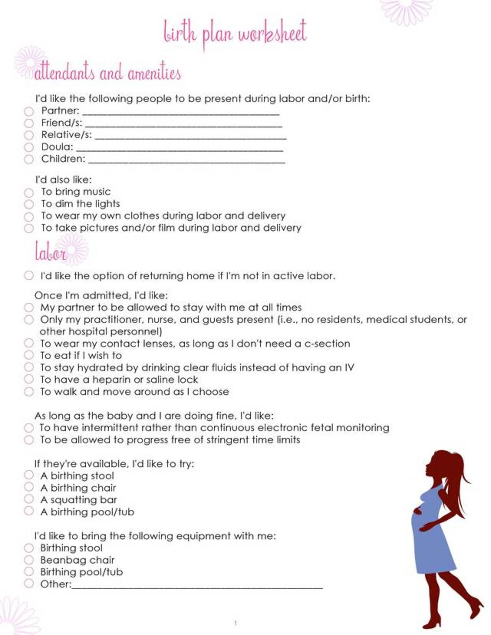 What Mommy Brain? 10 Printable Checklists That Will Organize You In | Birth Plan Worksheet Printable