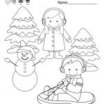 Winter Coloring Worksheet   Free Kindergarten Seasonal Worksheet For | Winter Holidays Worksheets Printables